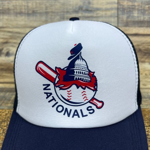Washington Nationals Mens Trucker Hat Navy Snapback Montreal Expos Baseball Cap - Picture 3 of 8